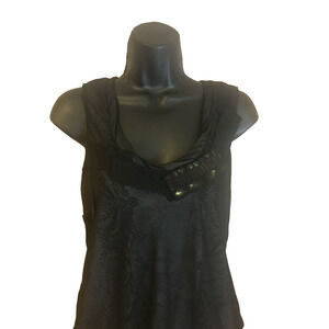 Cabi Crossover Tank Top Womens Size XS Black Jeweled Sleeveless Blouse Shirt
